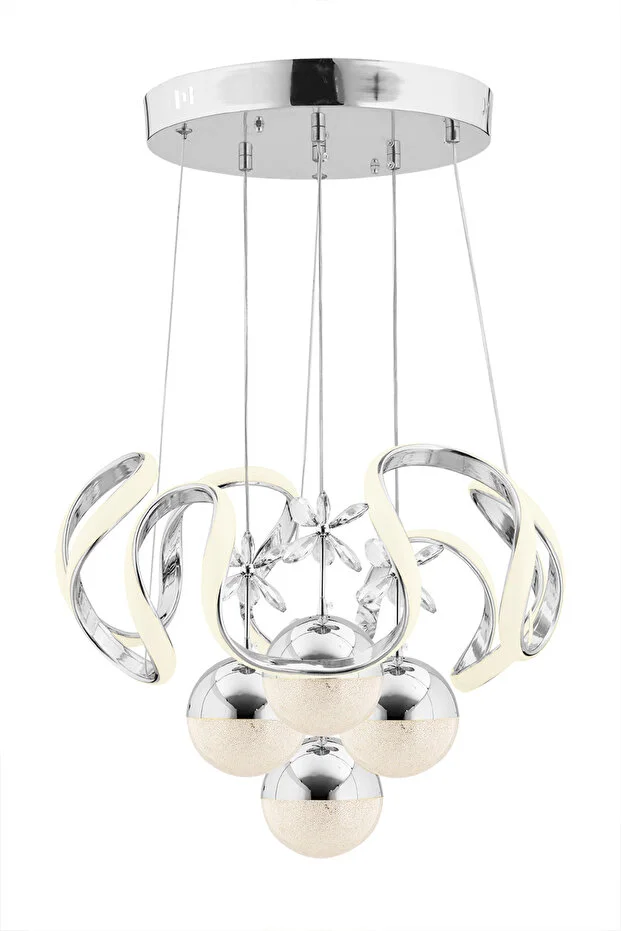 Mina 4'lü Gümüş Led Üç Renk Ledli Avize